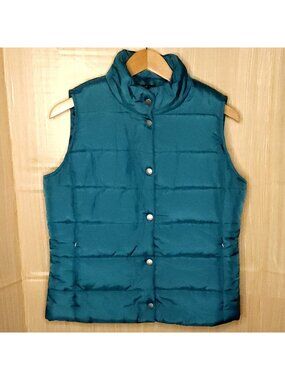 Daisy Fuentes Womens Teal Green Puffer Vest Small
